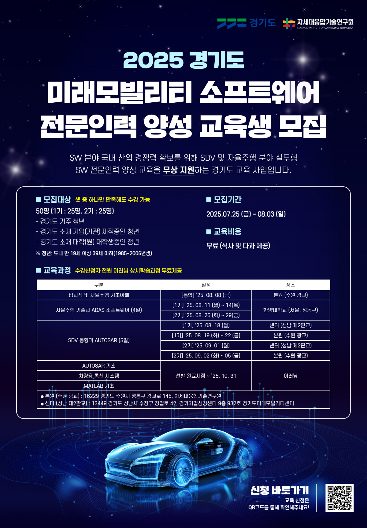 미래모빌리티 소프트웨어 인력 양성 교육 포스터